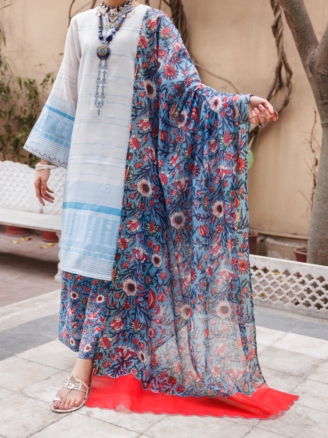 White Yarn-Dyed 3Pc Unstitched - ALP-3PS-1934