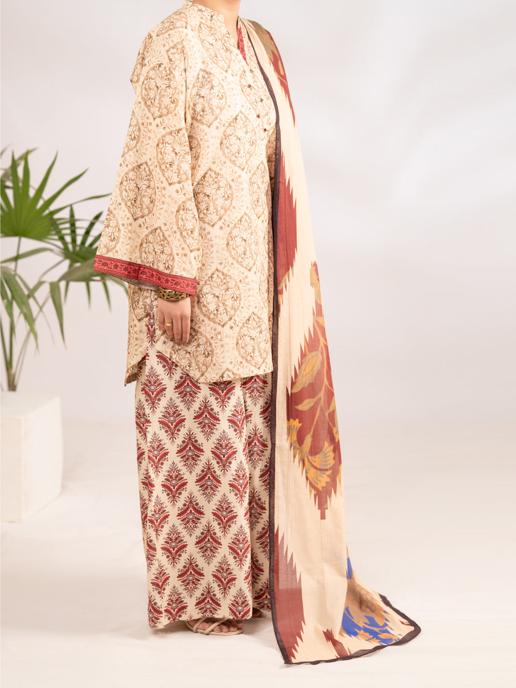 Beige Lawn 3Pc Stitched - ALP-3PS-2288