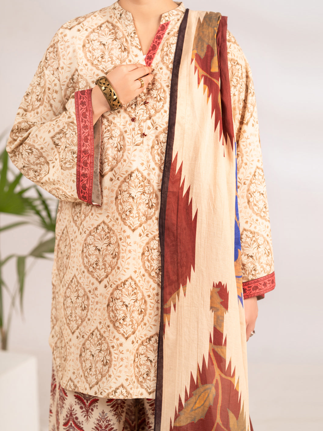 Beige Lawn 3Pc Stitched - ALP-3PS-2288