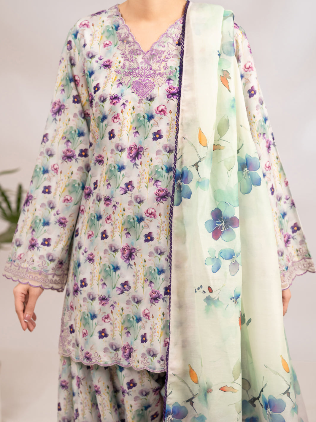 Light Green Silk Lawn 3Pc Stitched - ALP-3PS-2361