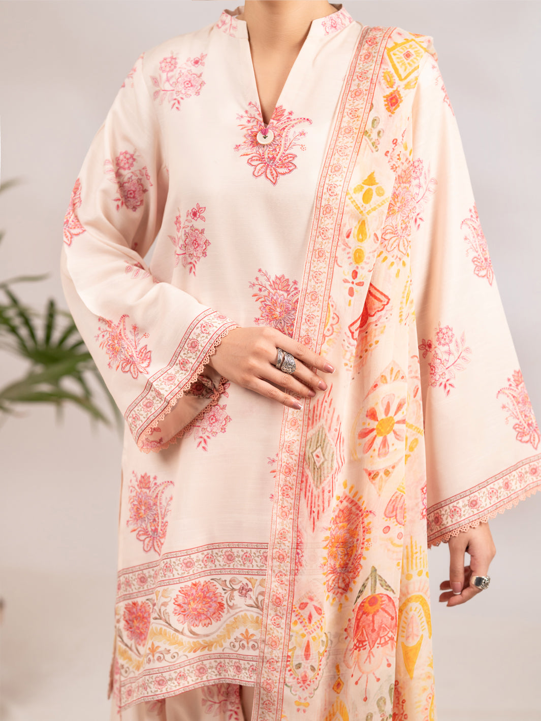 Peach Raw Silk 3Pc Stitched - ALP-3PS-2302