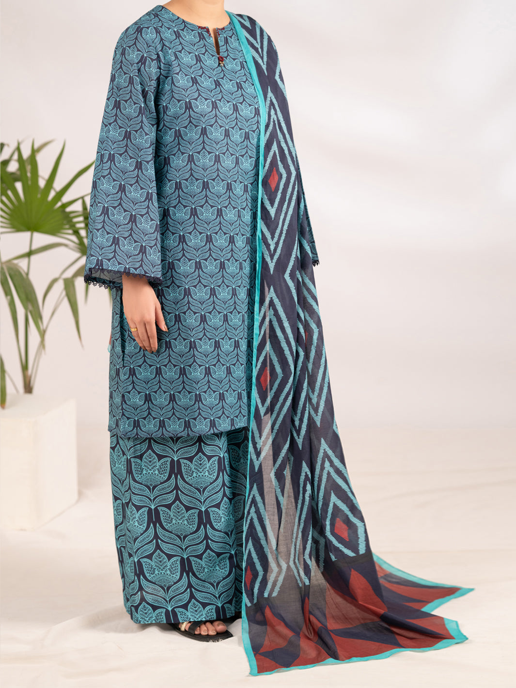 Blue Lawn 3Pc Stitched - ALP-3PS-2318