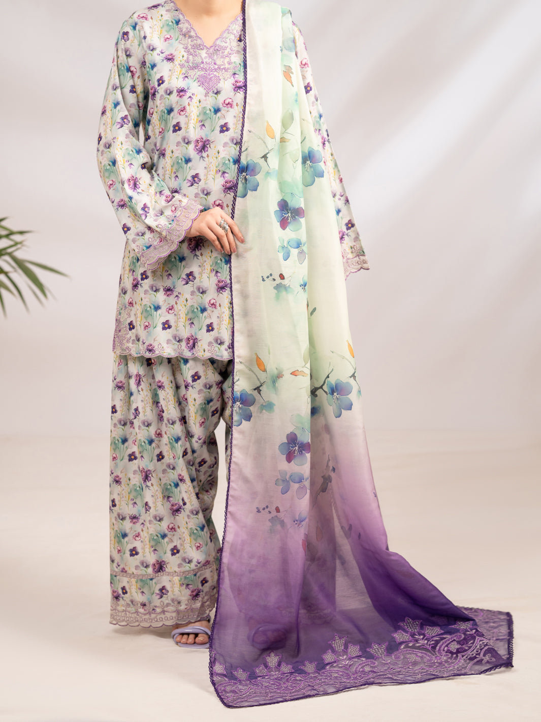 Light Green Silk Lawn 3Pc Stitched - ALP-3PS-2361