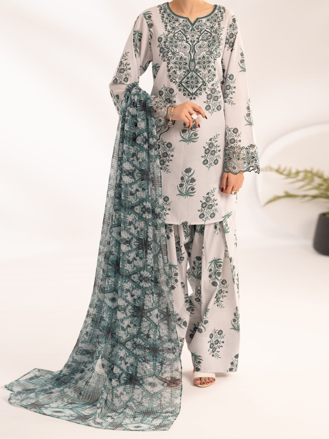 Teal Lawn 3Pc Stitched - ALP-3PS-2313