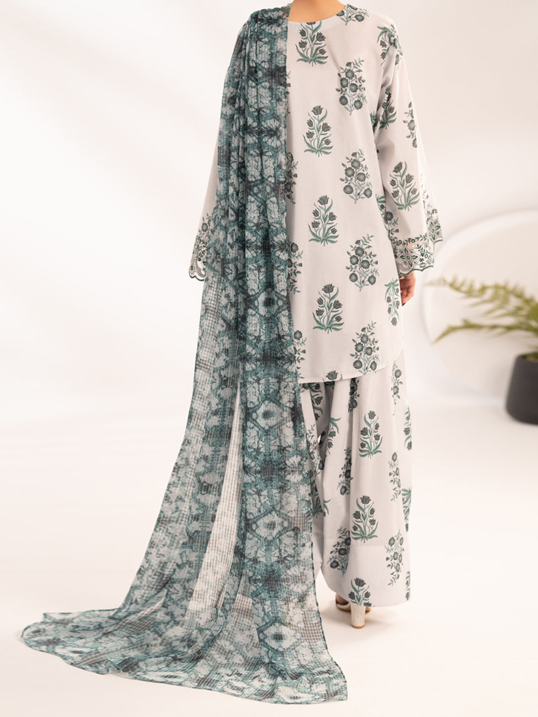 Teal Lawn 3Pc Stitched - ALP-3PS-2313