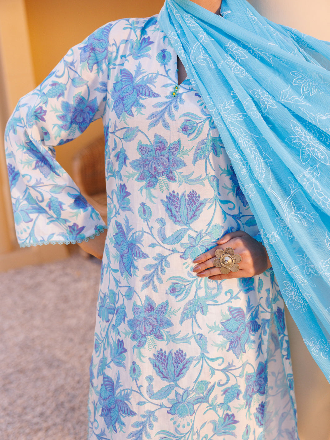 Ice Blue Lawn 3Pc Stitched - ALP-3PS-2315