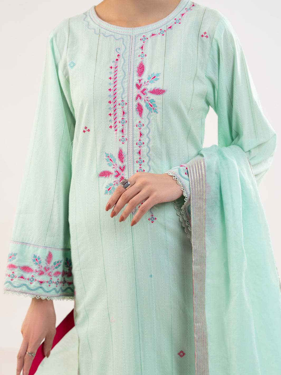 Light Green Lino Kara 3Pc Stitched - ALP-3PS-2320