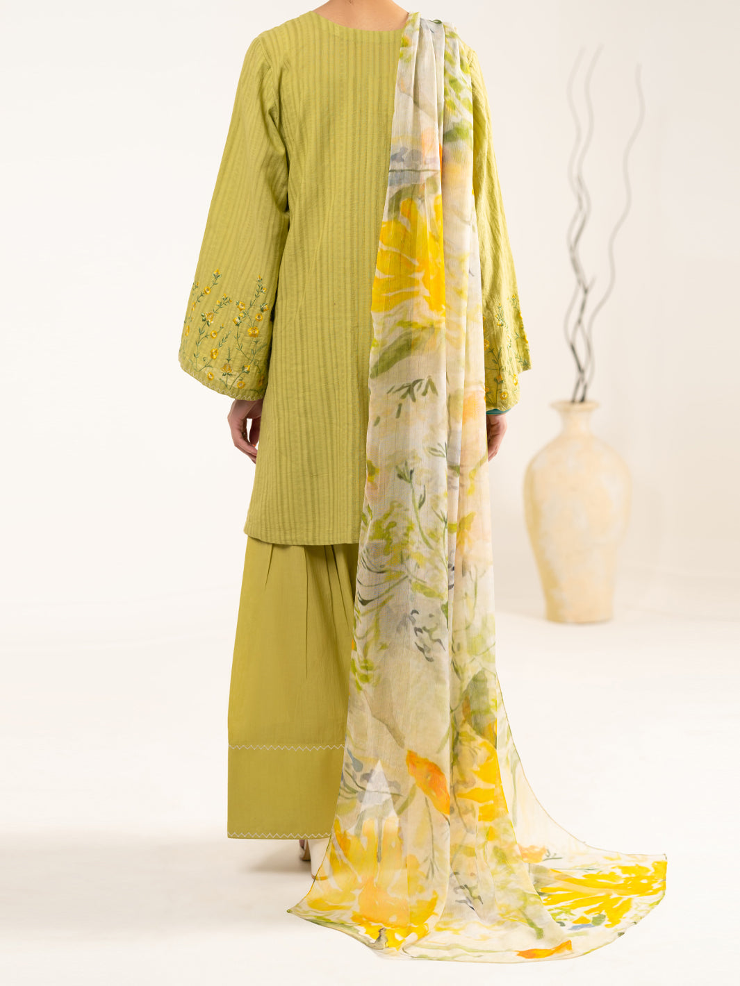 Green Cotton Dobby 3Pc Unstitched - ALP-3PS-2325
