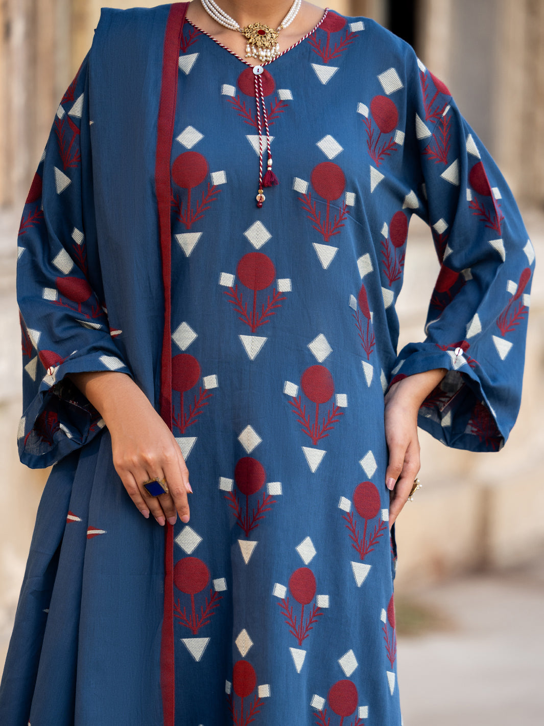 Blue Yarn Dyed Stitched 3Pc - ALP-3PS-2347