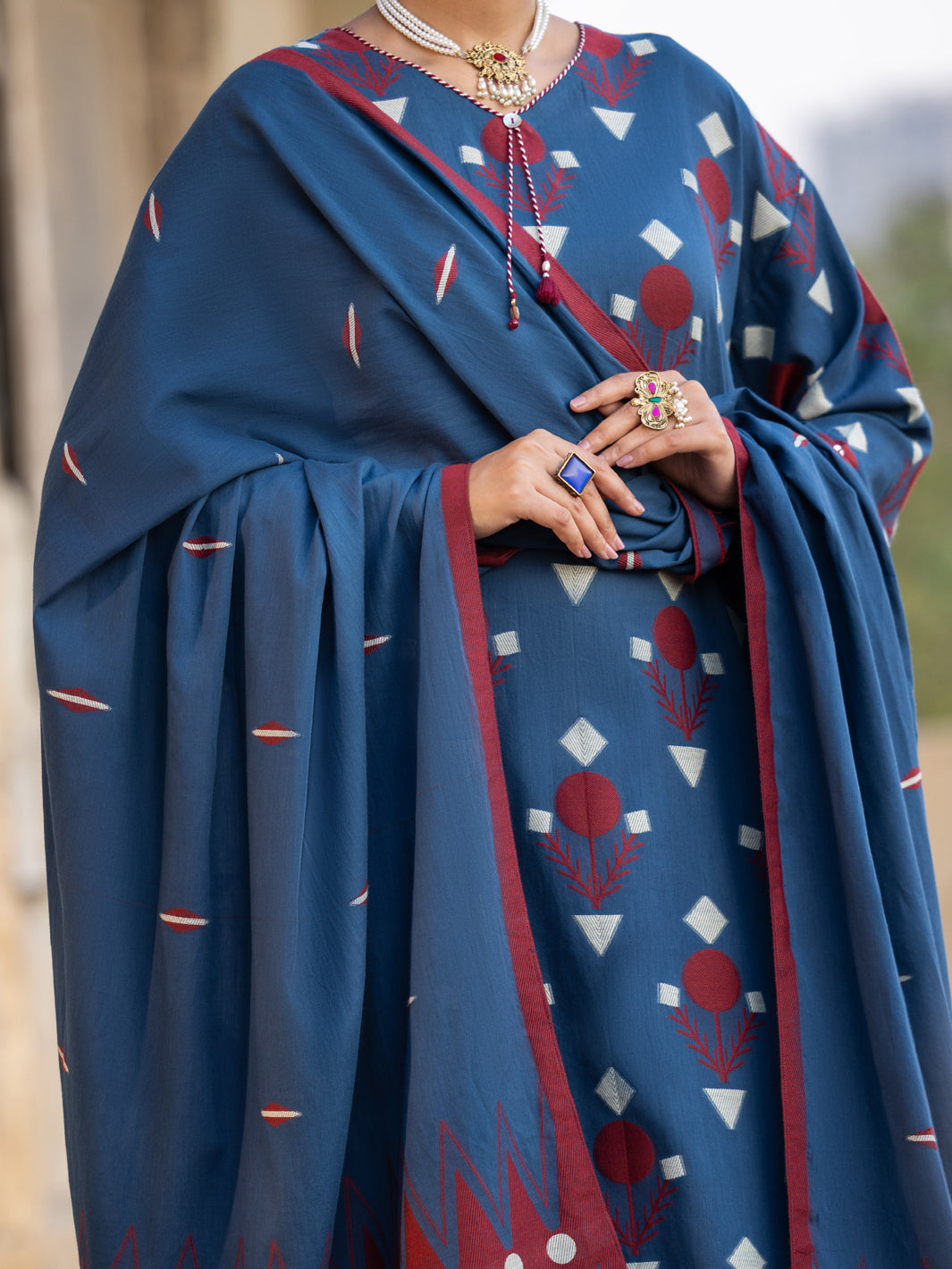 Blue Yarn Dyed Stitched 3Pc - ALP-3PS-2347