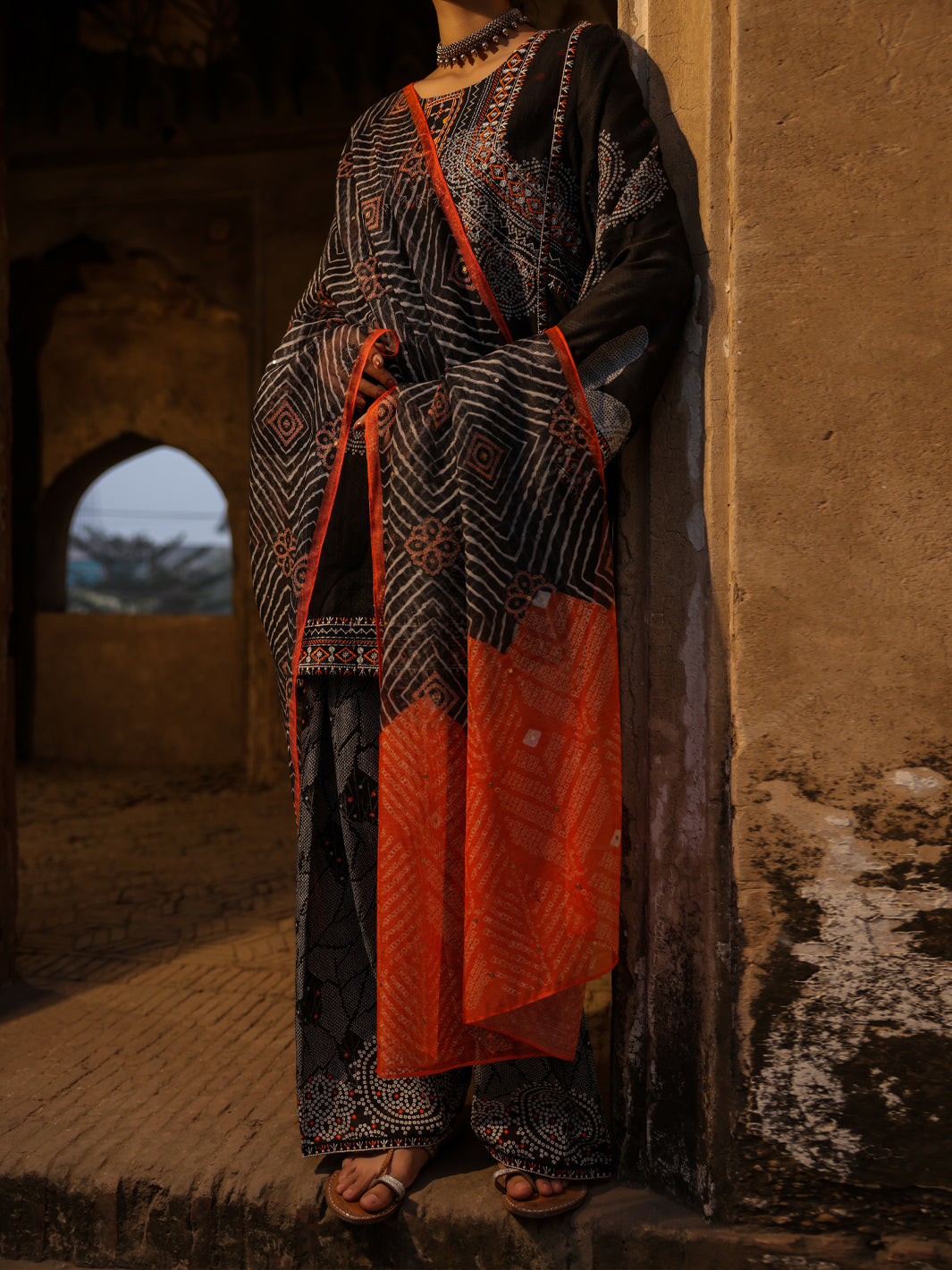 Black Lino Kara 3Pc Stitched - ALP-3PS-2353