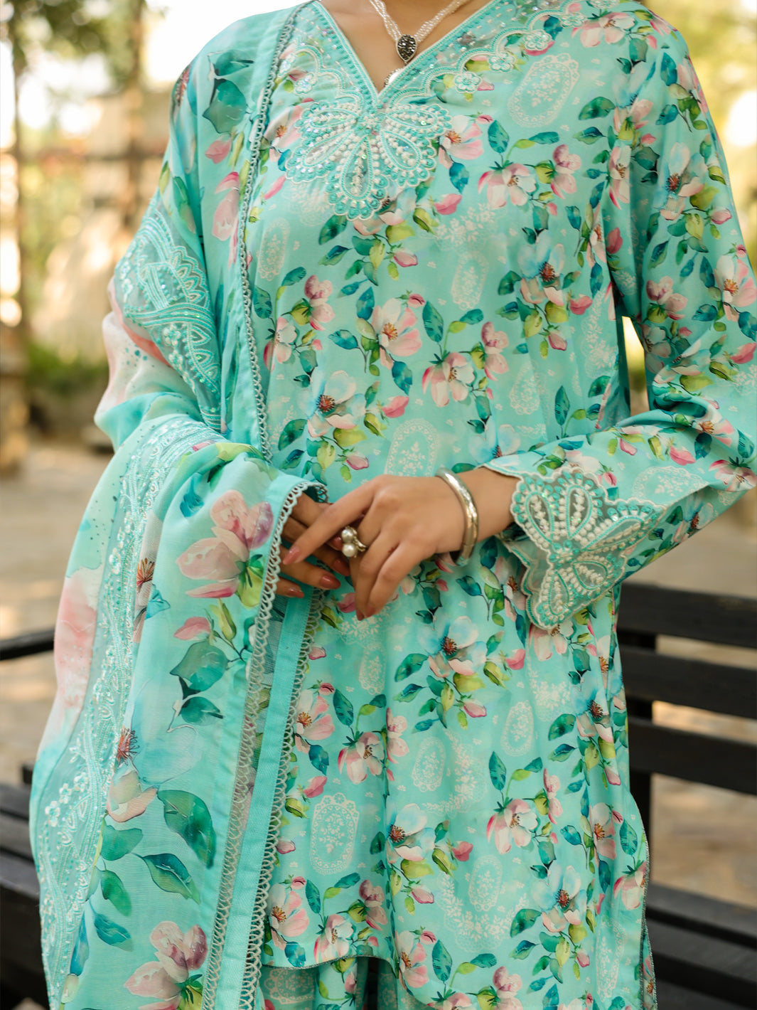 Light Green Silk Lawn 3Pc Stitched - ALP-3PS-2359