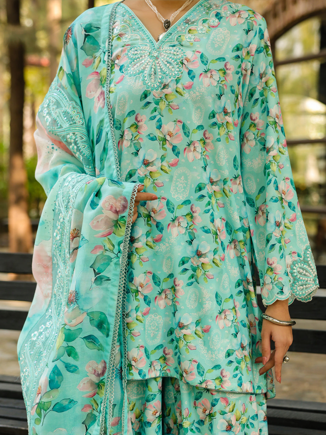 Light Green Silk Lawn 3Pc Stitched - ALP-3PS-2359