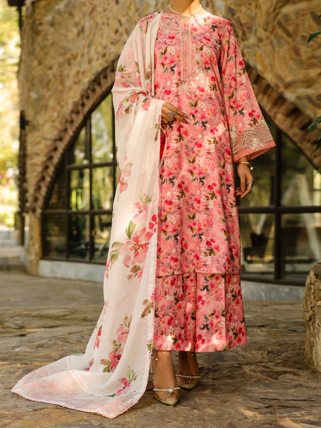 Pink Silk Lawn 3Pc Stitched - ALP-3PS-2360