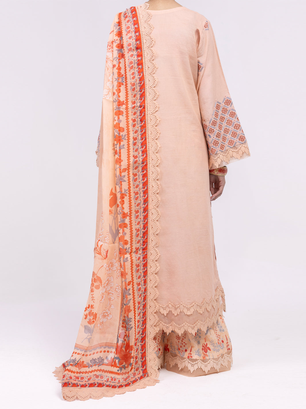 Peach Lawn 3Pc Unstitched - ALP-3PS-2375
