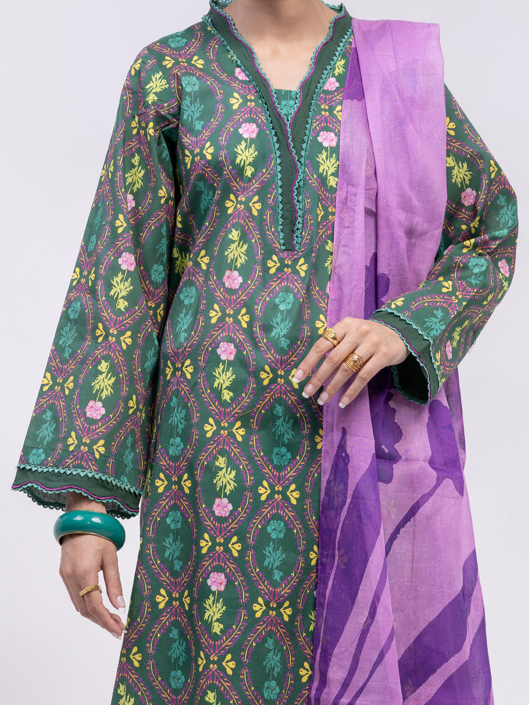 Teal Lawn 3Pc Unstitched - ALP-3PS-2397