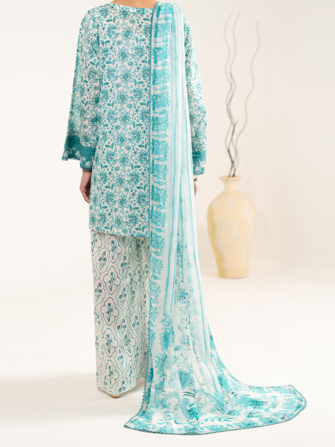 Aqua Blue Lawn 3Pc Unstitched - ALP-3PS-2408