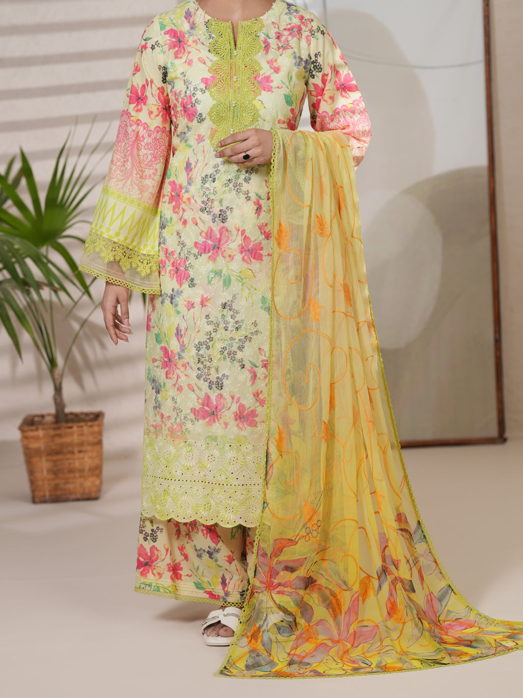 Yellow Silk Lawn Unstitched 3PC - ALP-3PS-2412