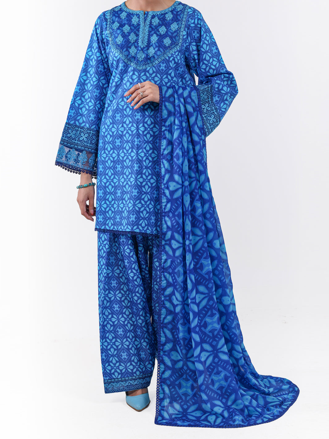 Blue Lawn 3Pc Unstitched - ALP-3PS-2423