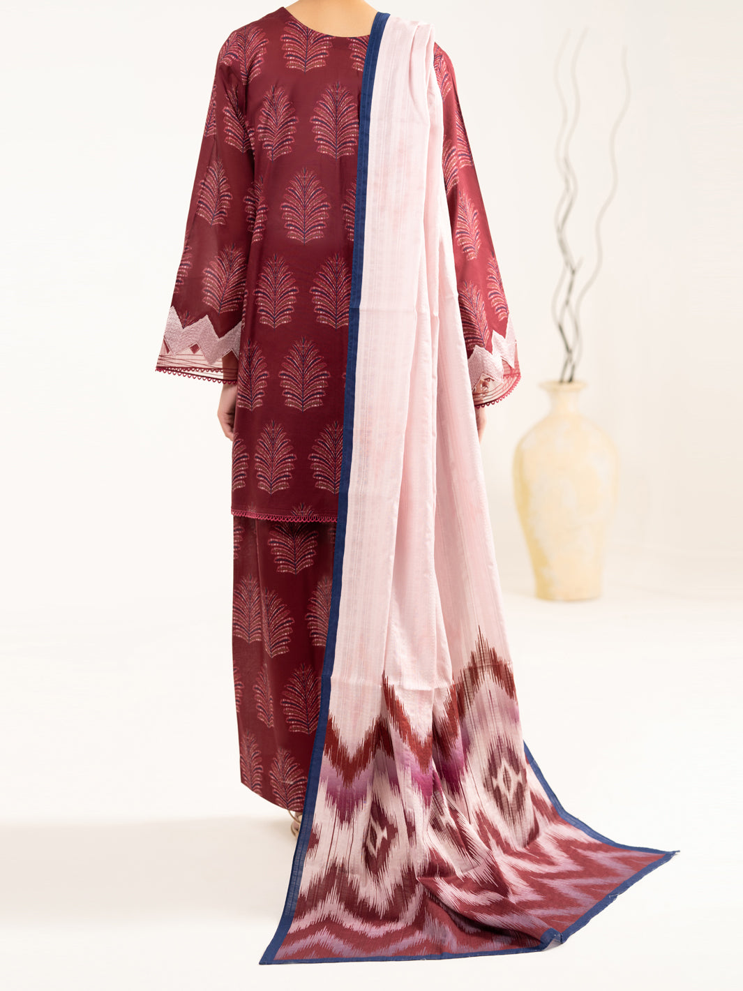 Maroon Lawn 3Pc Unstitched - ALP-3PS-2433