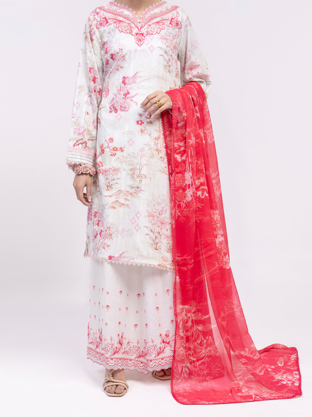 Off White Lawn 3Pc Unstitched - ALP-3PS-2437
