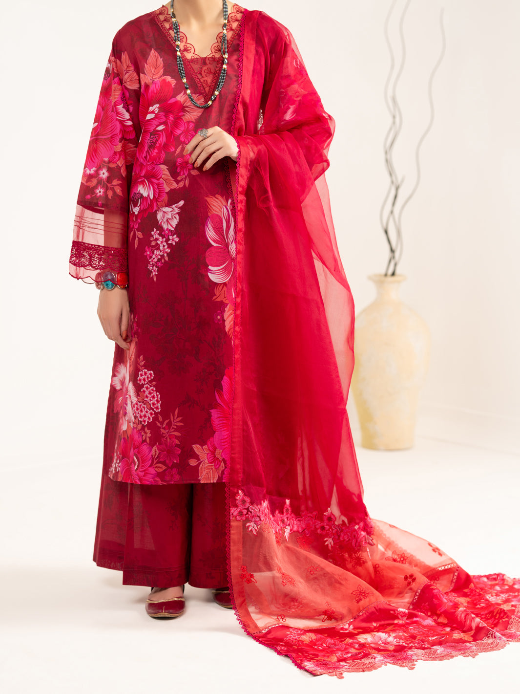 Maroon Lawn 3Pc Unstitched - ALP-3PS-2445