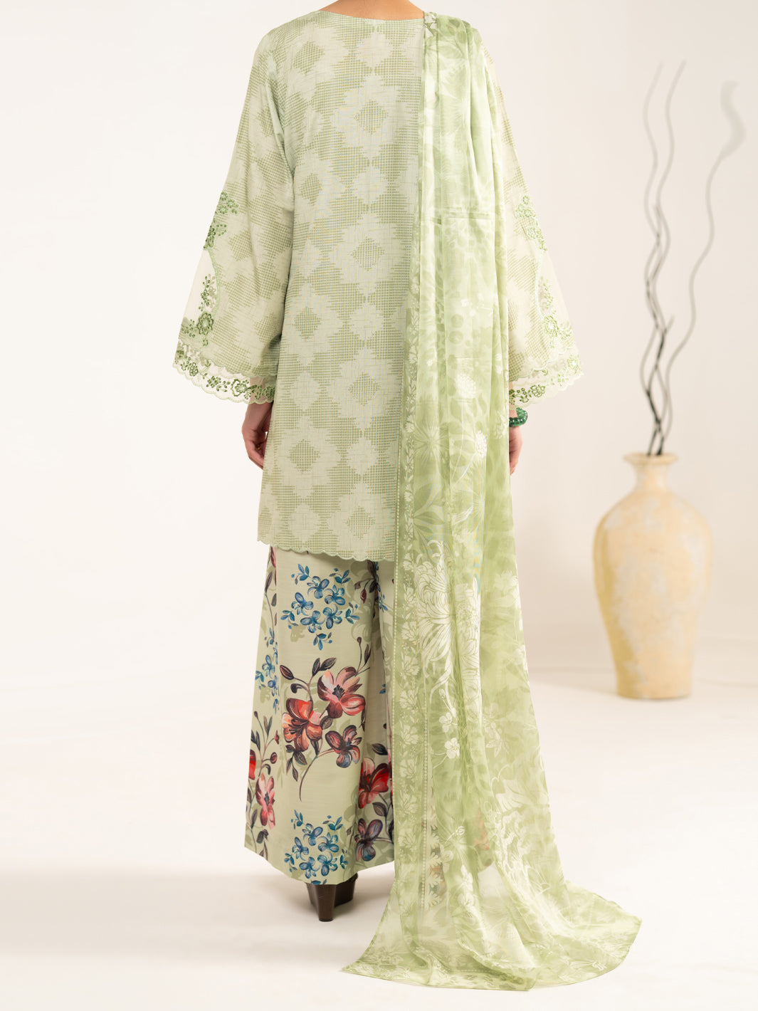 Green Raw Silk 3Pc Unstitched - ALP-3PS-2448