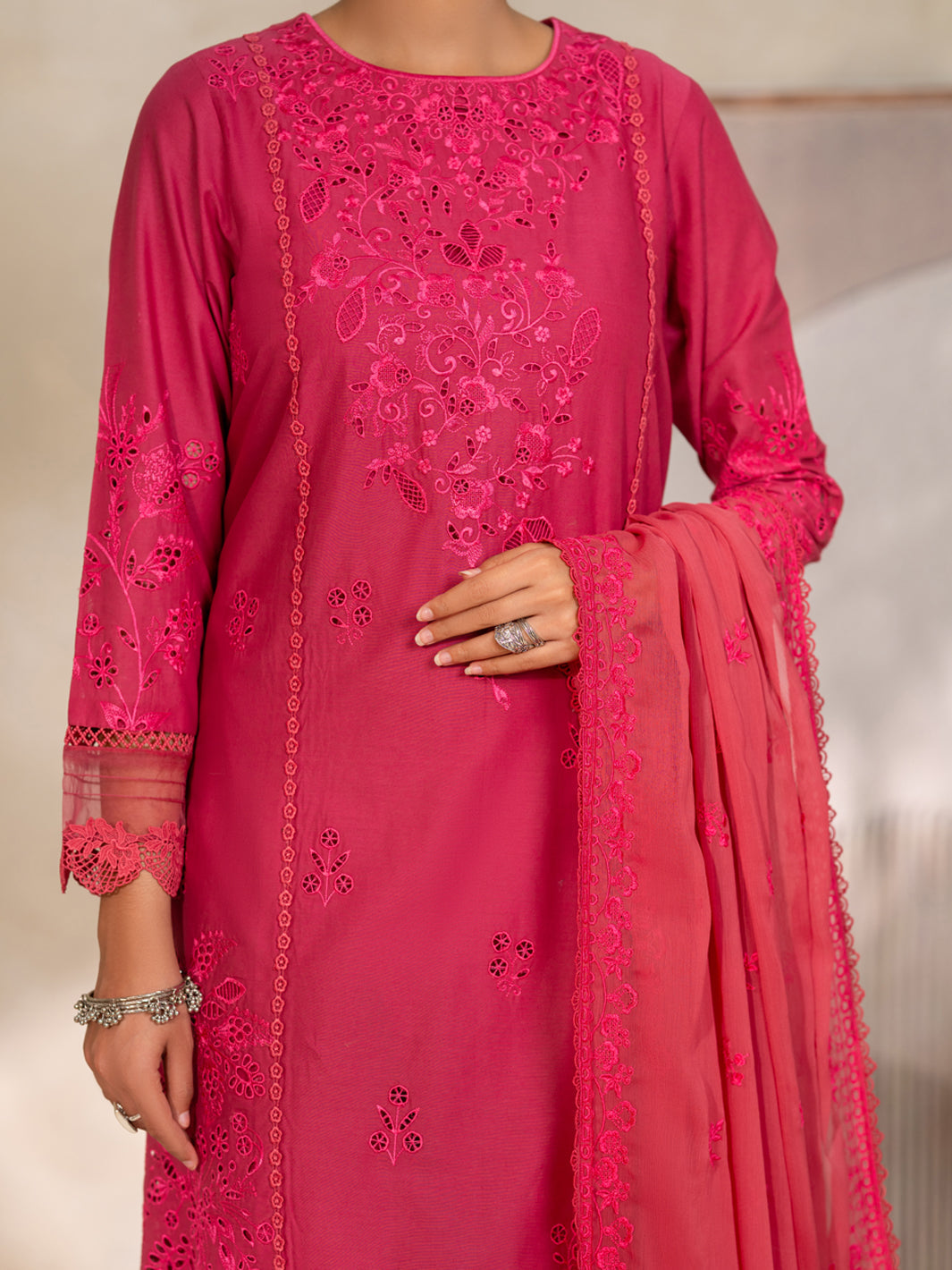 Pink Cotton Unstitched 3PC - ALP-3PS-2450