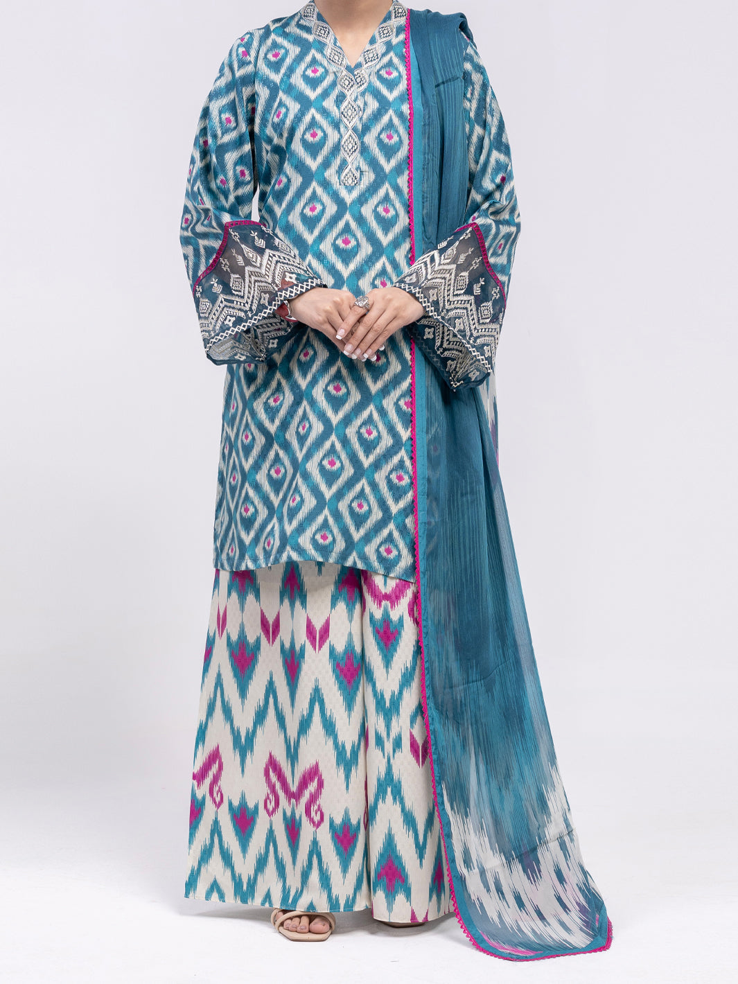 Teal Swiss Jacquard 3Pc Unstitched - ALP-3PS-2460