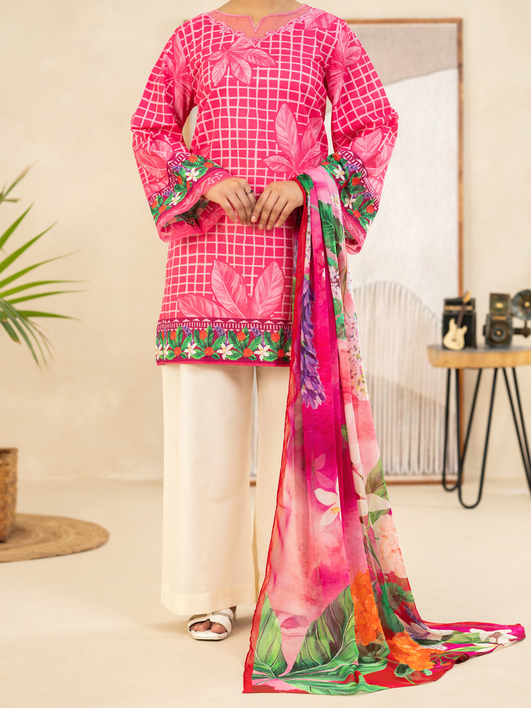 Pink Lawn Stitched 3Pc - ALP-3PS-2493