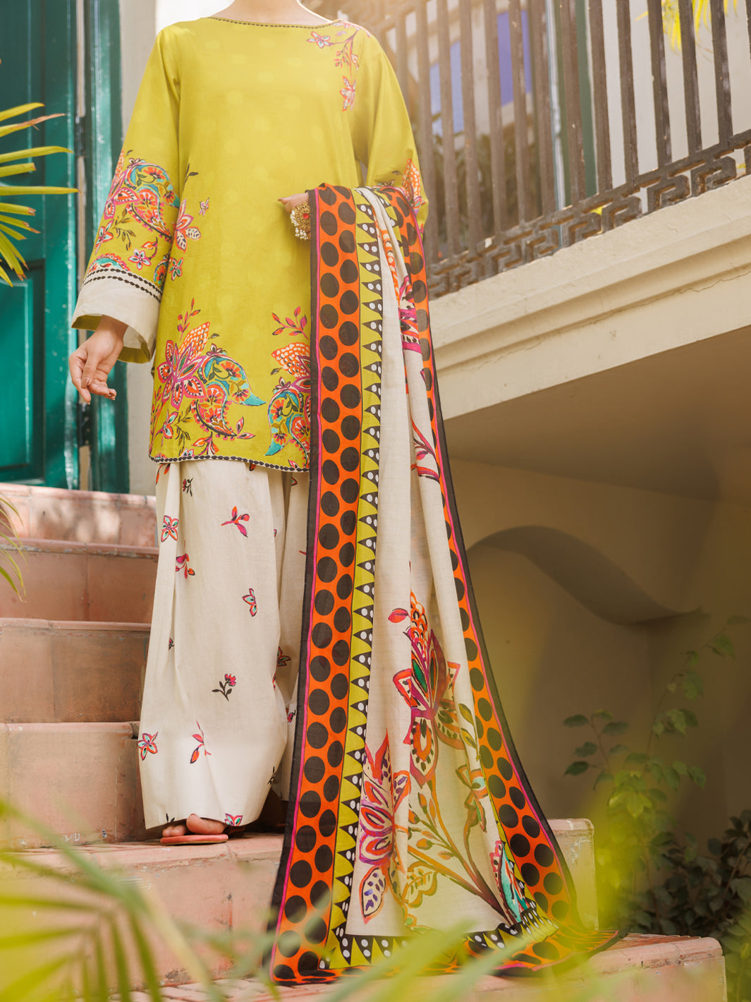 Lime Green Lawn Stitched 3Pc - ALP-3PS-2558
