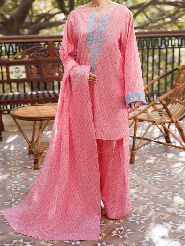 Pink Lawn Stitched 3Pc - ALP-3PS-2574