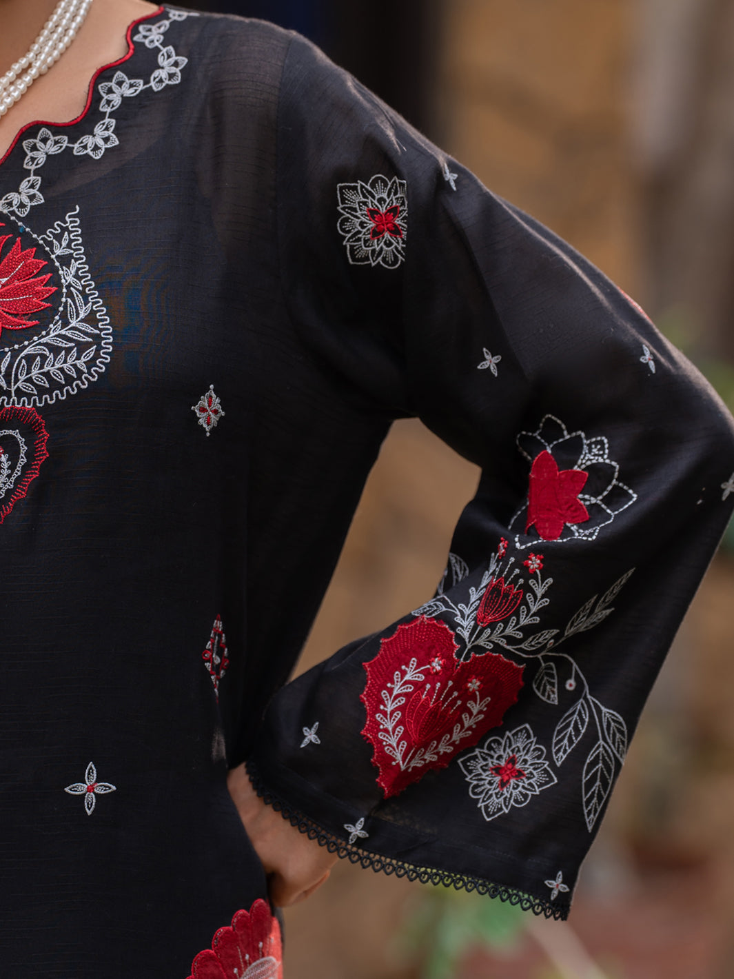 Black Cotton Stitched 3Pc - ALP-3PS-2575