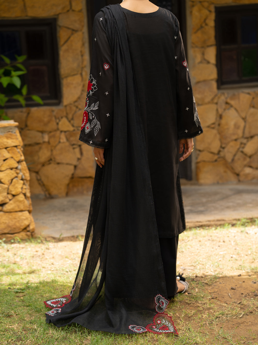 Black Cotton Stitched 3Pc - ALP-3PS-2575