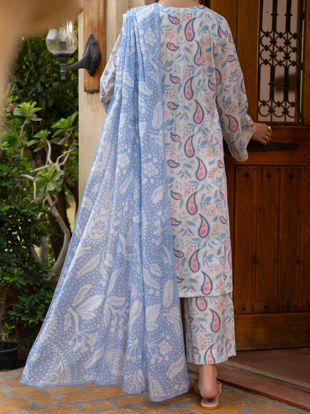 Ice Blue Cotton Stitched 3Pc - ALP-3PS-2582