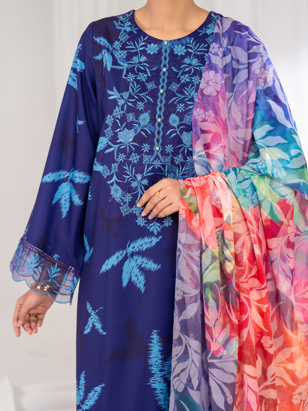 Purple Silk Lawn Stitched 3Pc- ALP-3PS-2604