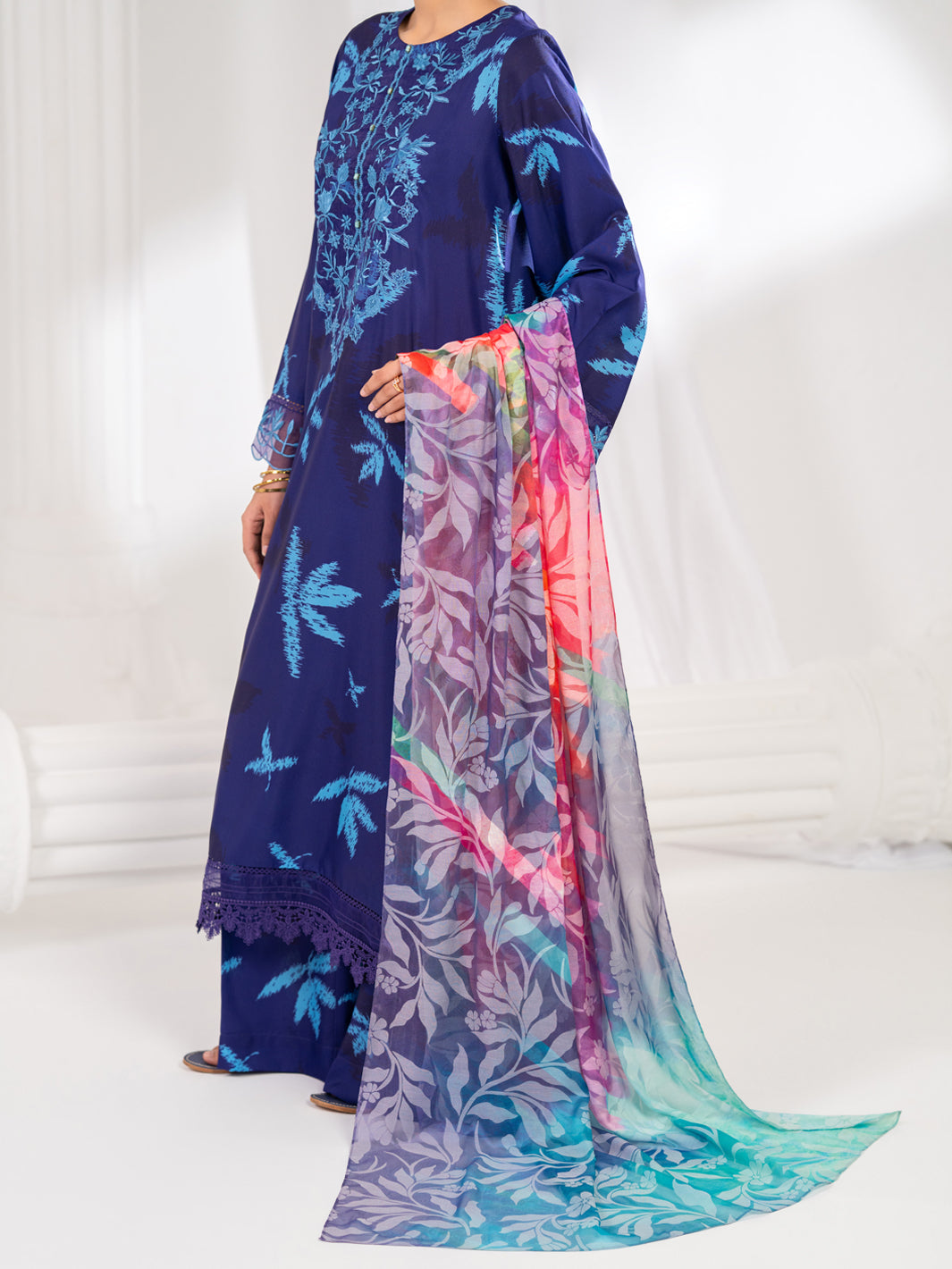 Purple Silk Lawn Stitched 3Pc- ALP-3PS-2604