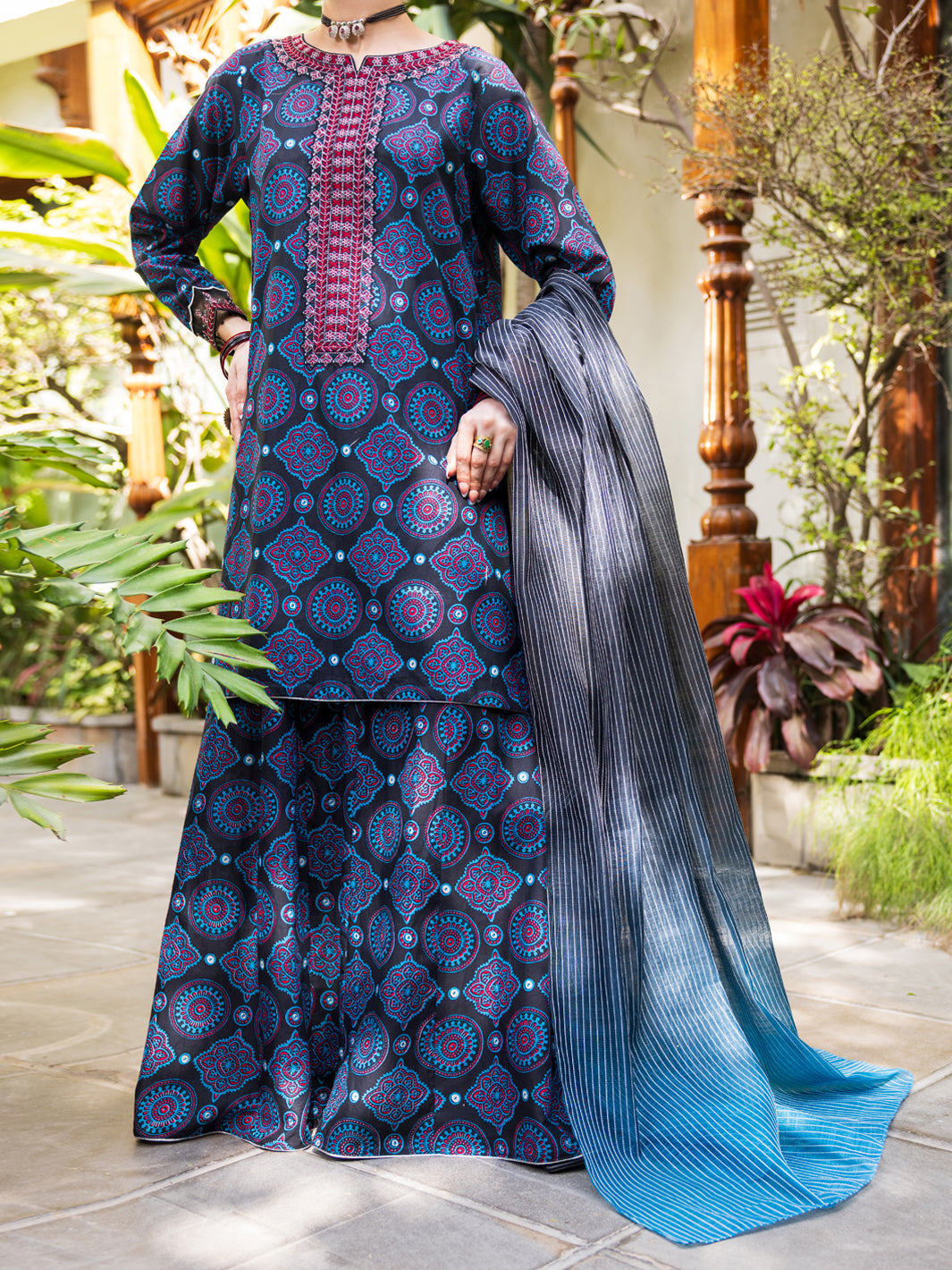 Dark Blue Lawn Stitched 3PC - ALP-3PS-2610