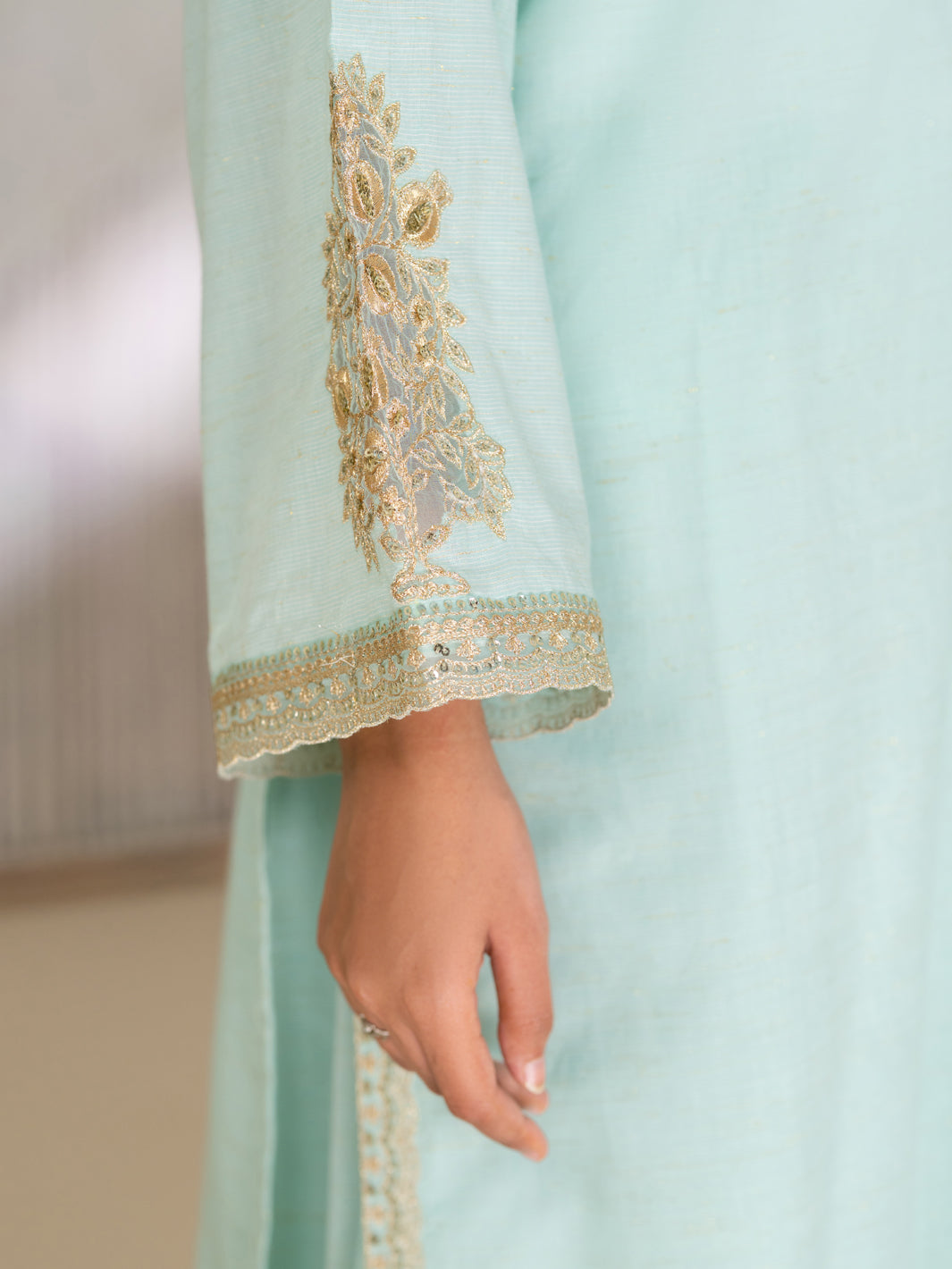 Sky Blue Yarn Dyed Lurex Stitched 3Pc - ALP-3PS-2617