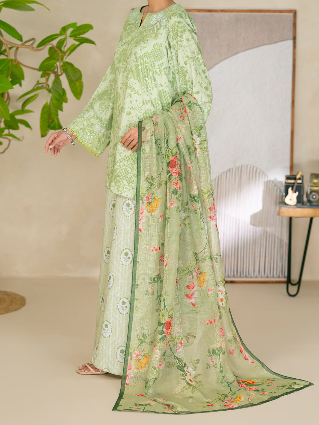 Green Swiss Jacquard 3Pc Stitched - ALP-3PS-2632