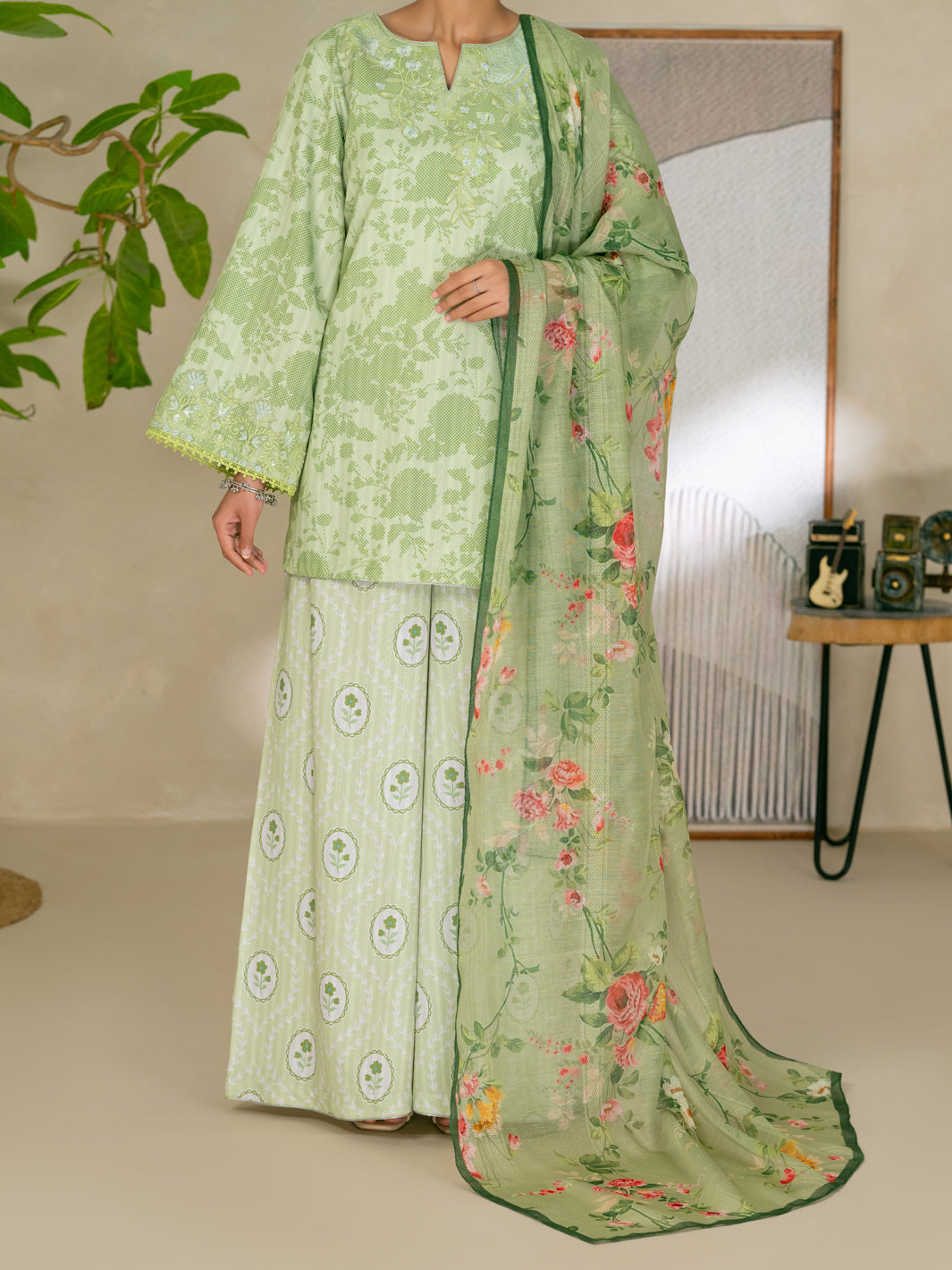 Green Swiss Jacquard 3Pc Stitched - ALP-3PS-2632