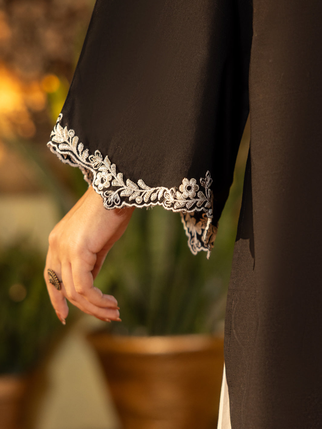 Black & White Cambric Stitched 3Pc - ALP-3PS-2636