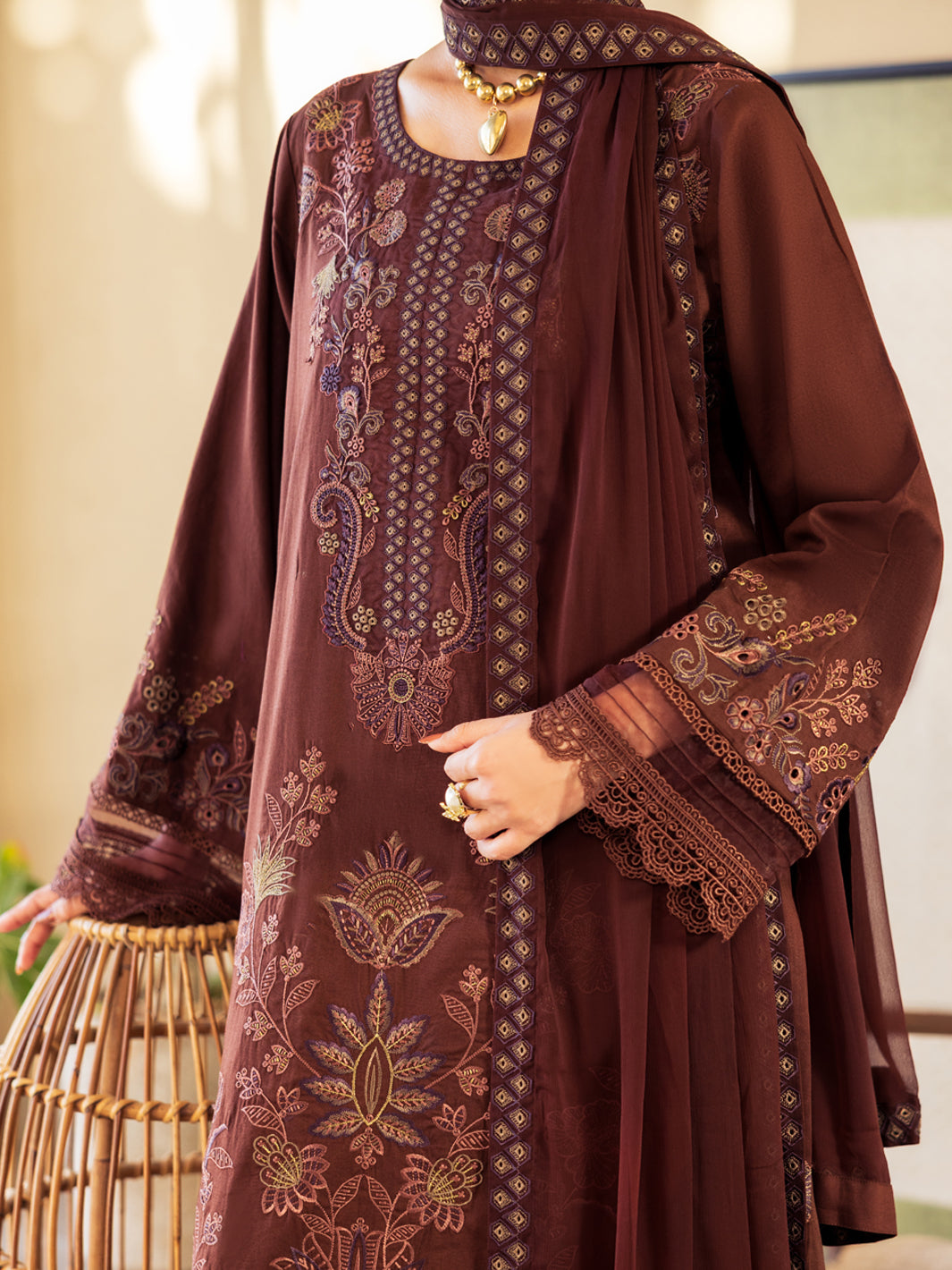 Brown Lawn Unstitched 3Pc - ALP-3PS-2643