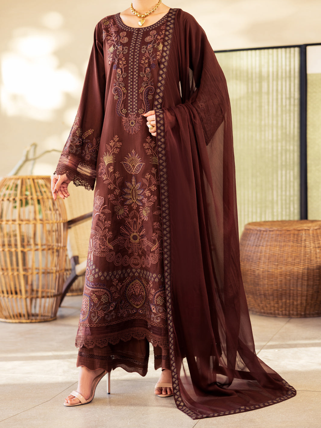 Brown Lawn Unstitched 3Pc - ALP-3PS-2643