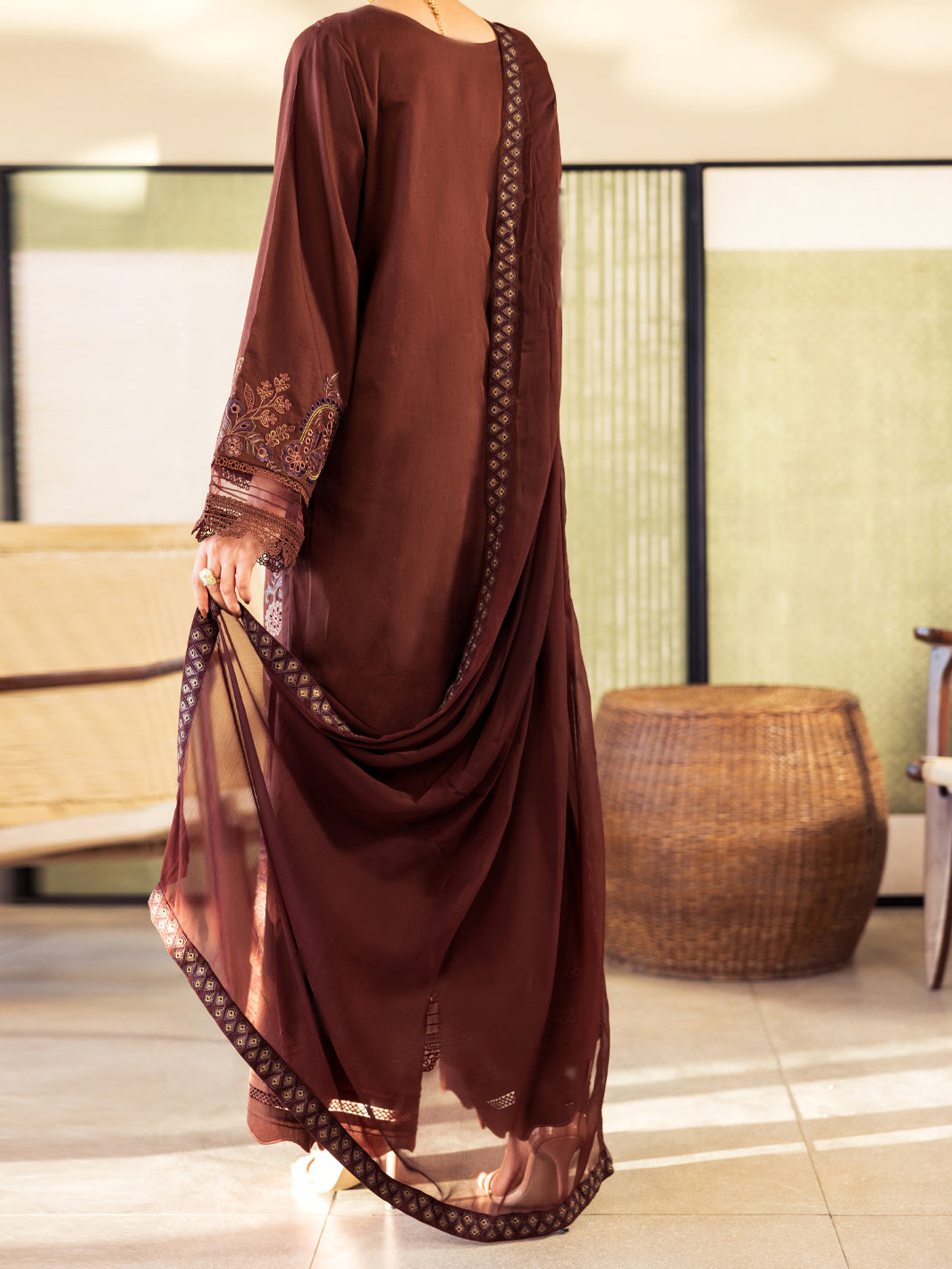 Brown Lawn Unstitched 3Pc - ALP-3PS-2643