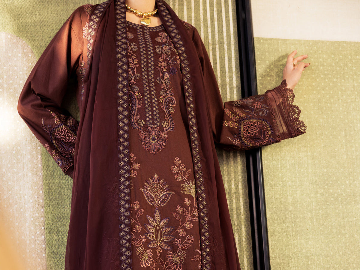 Brown Lawn Unstitched 3Pc - ALP-3PS-2643