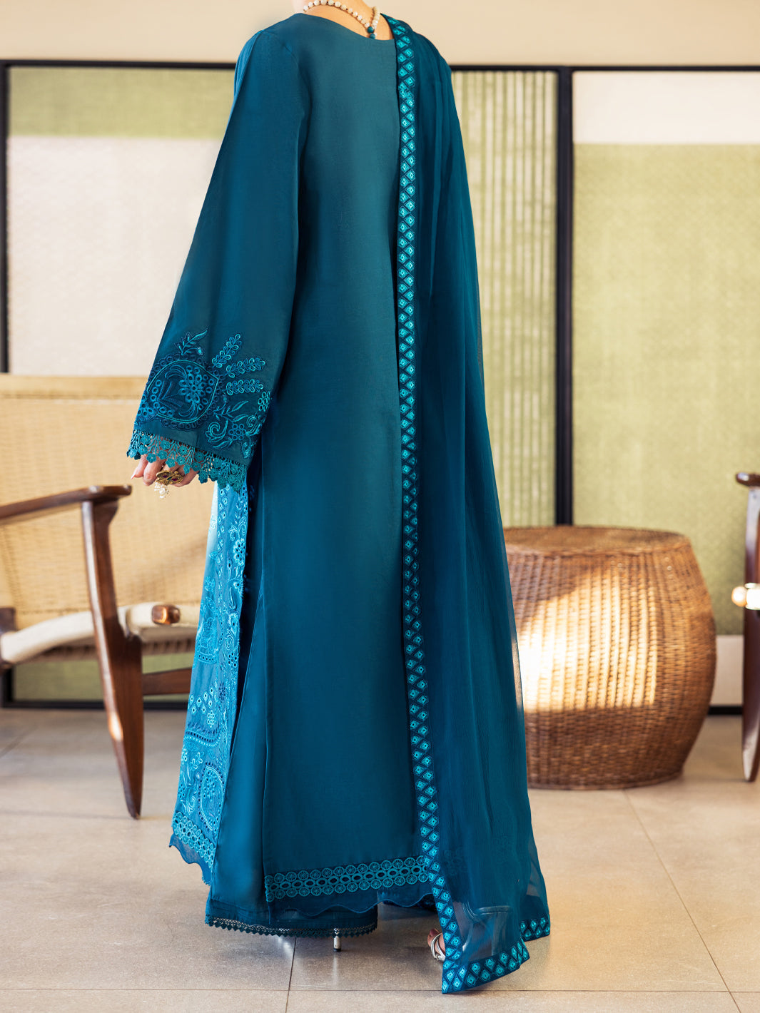 Turquoise Dyed Lawn Unstitched 3Pc - ALP-3PS-2646