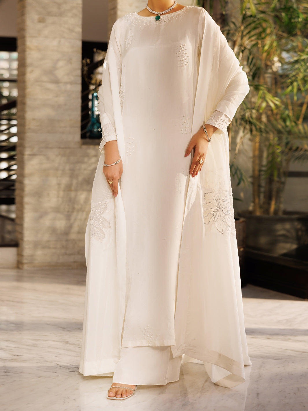 Off White Silk 3Pc Stitched - ALP-3PS-2662