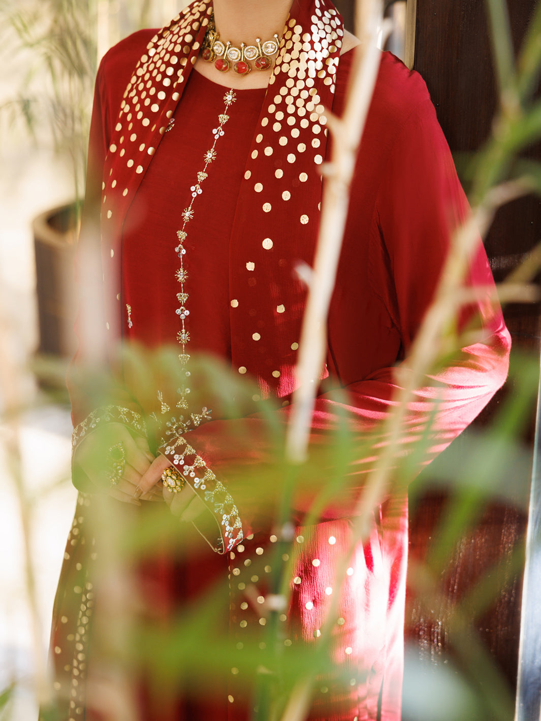 Maroon Silk Stitched 3Pc- ALP-3PS-2669