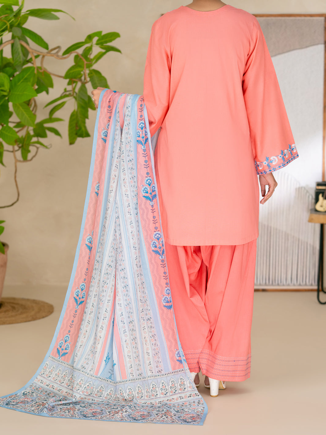 Peach Dyed Lawn Unstitched 3Pc - ALP-3PS-2687